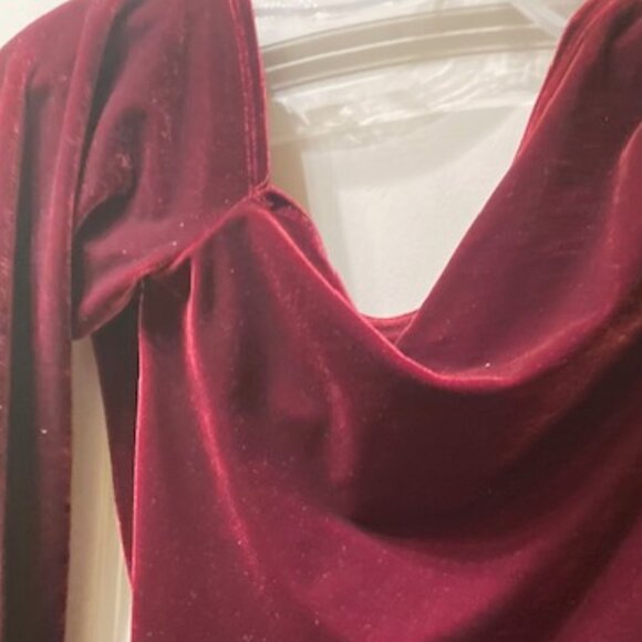 Reiss red velvet one shoulder dress - Picture 4 of 5